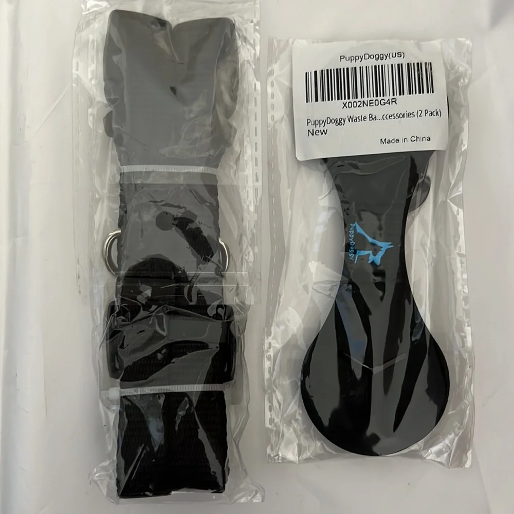 NEW! Dog Poop Bag Holder for Leash and 2 dog collar (Black)
